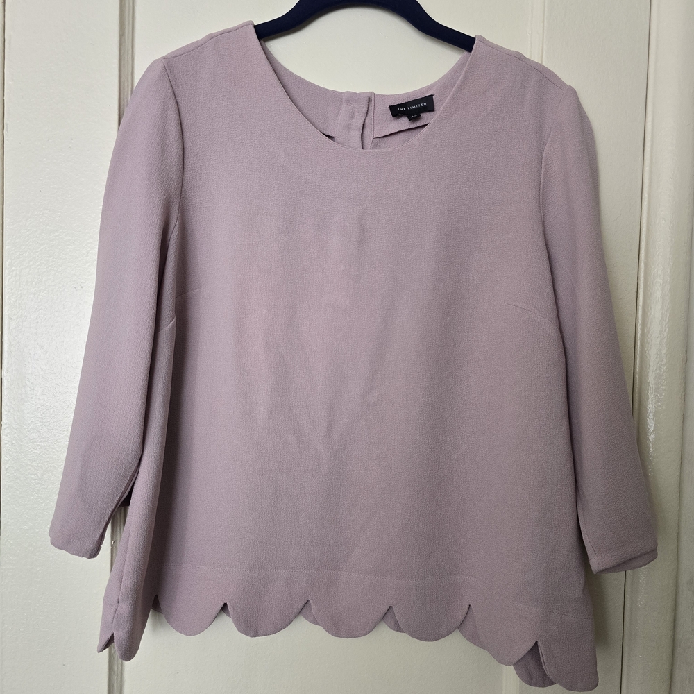 The Limited Lilac Scalloped Hem Blouse